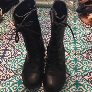 Like new Toddler lace-up boots. Faux leather